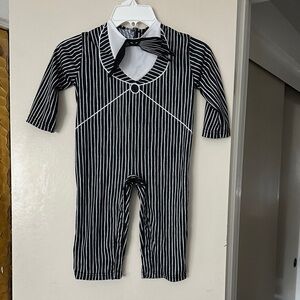 Black and White Striped Kids One Piece